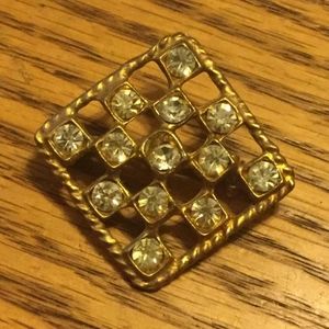 Rhinestone checkerboard pin